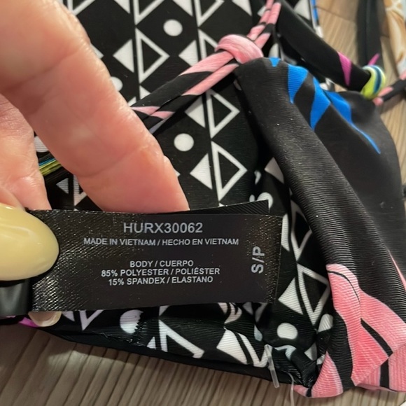 Hurley Hana reversible Bikini Black Tropical print Size S NEW Beach Vacation - Picture 12 of 15